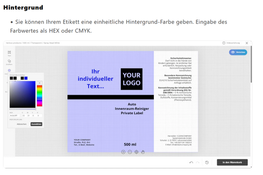 Schritt für Schritt: Erstellung eines Etiketts im Online-Editor